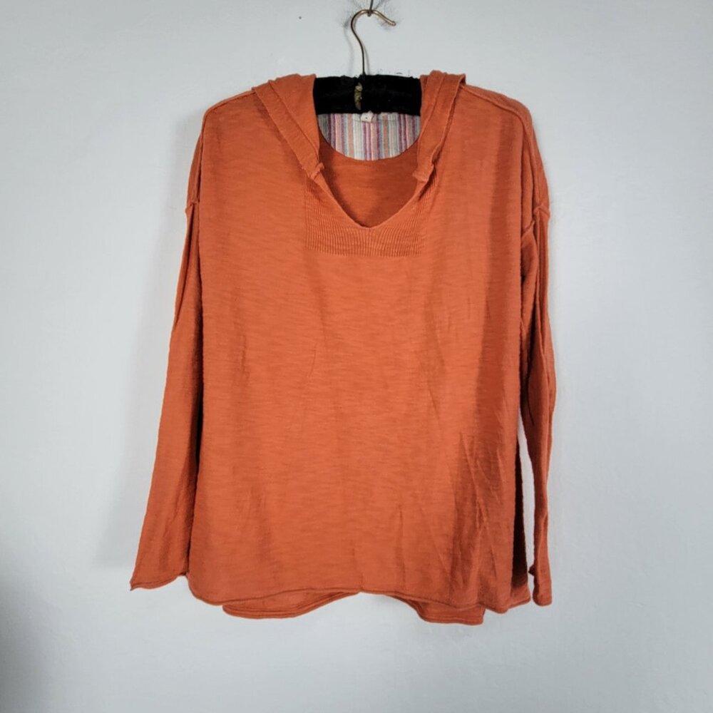 Anthropologie Moth Womens Rust Orange Long Sleeve Knit Hoodie Small Pullover